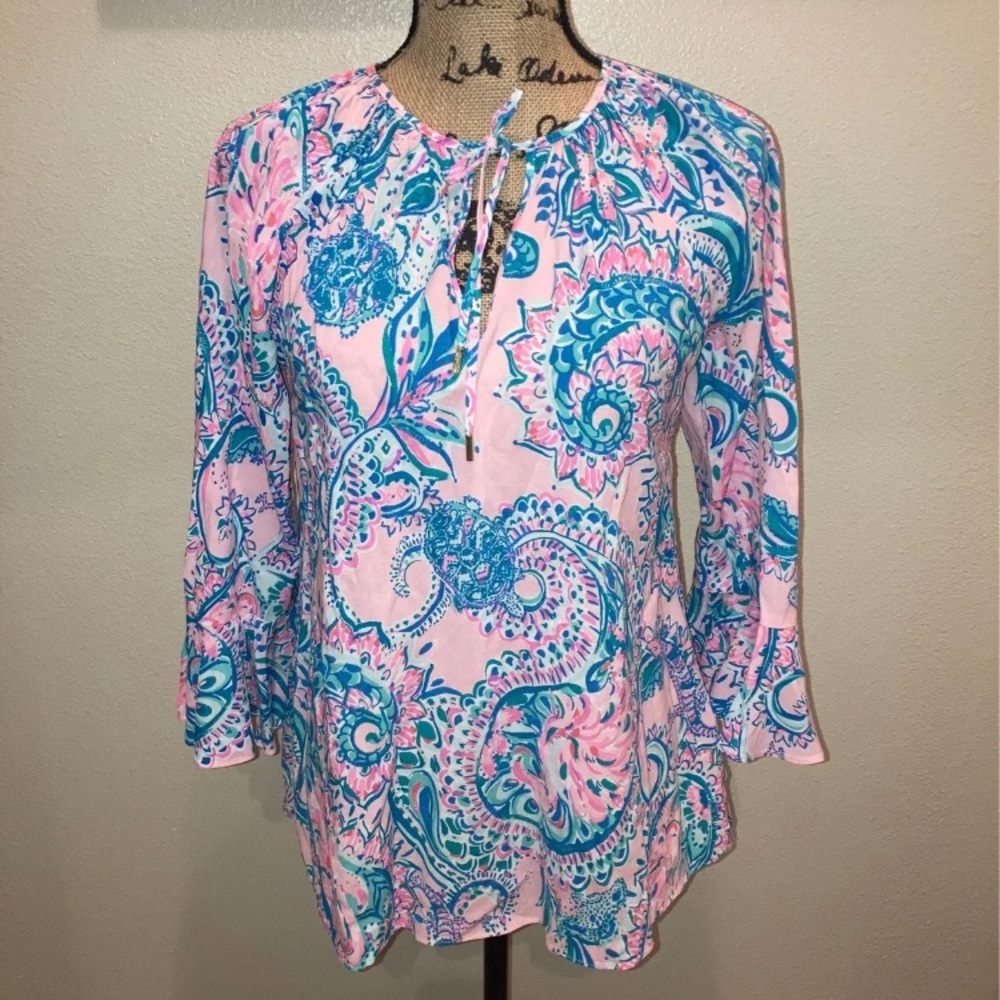 Lilly Pulitzer Willa Flounce Sleeve Top in Pink